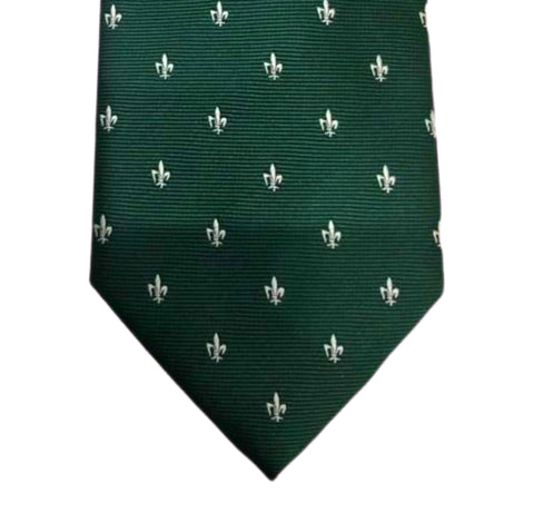 Classic French Lily Tie - Timber green with white lily