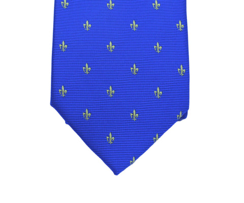 Classic French Lily Tie - Royal blue with yellow lily
