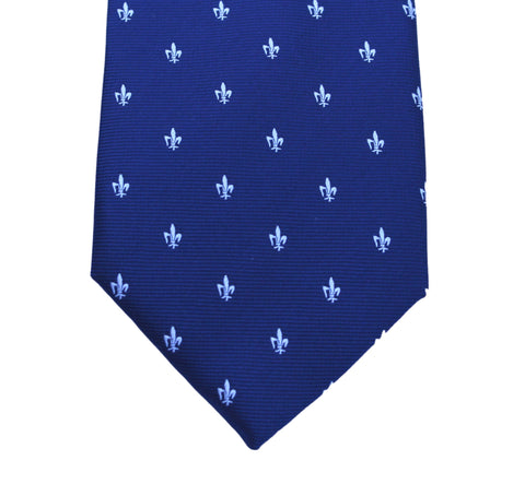 Classic French Lily Tie - Biscay with hell blue lily