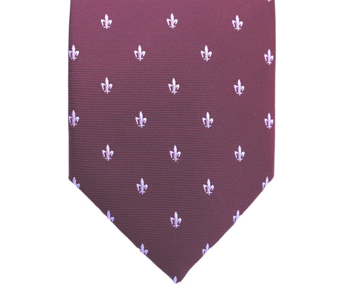 Classic French Lily Tie - Eggplant whith white lily