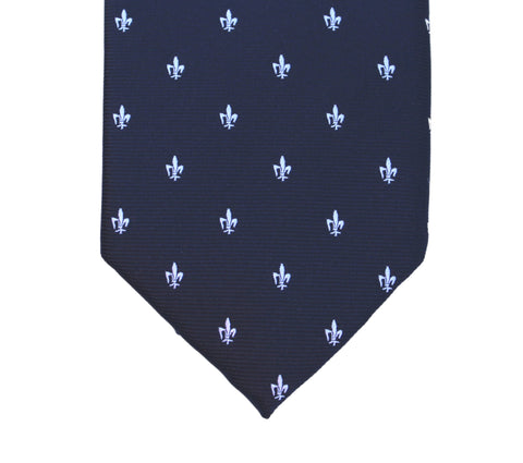 Classic French Lily Tie - Black with white lily