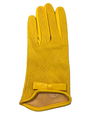 LIMITED EDITION, PERFORATED WOMEN OLD ROSE LEATHER GLOVES WITH BOWS, SILK LINER, MADE IN ITALY - TIE SHOP ROME THUMB