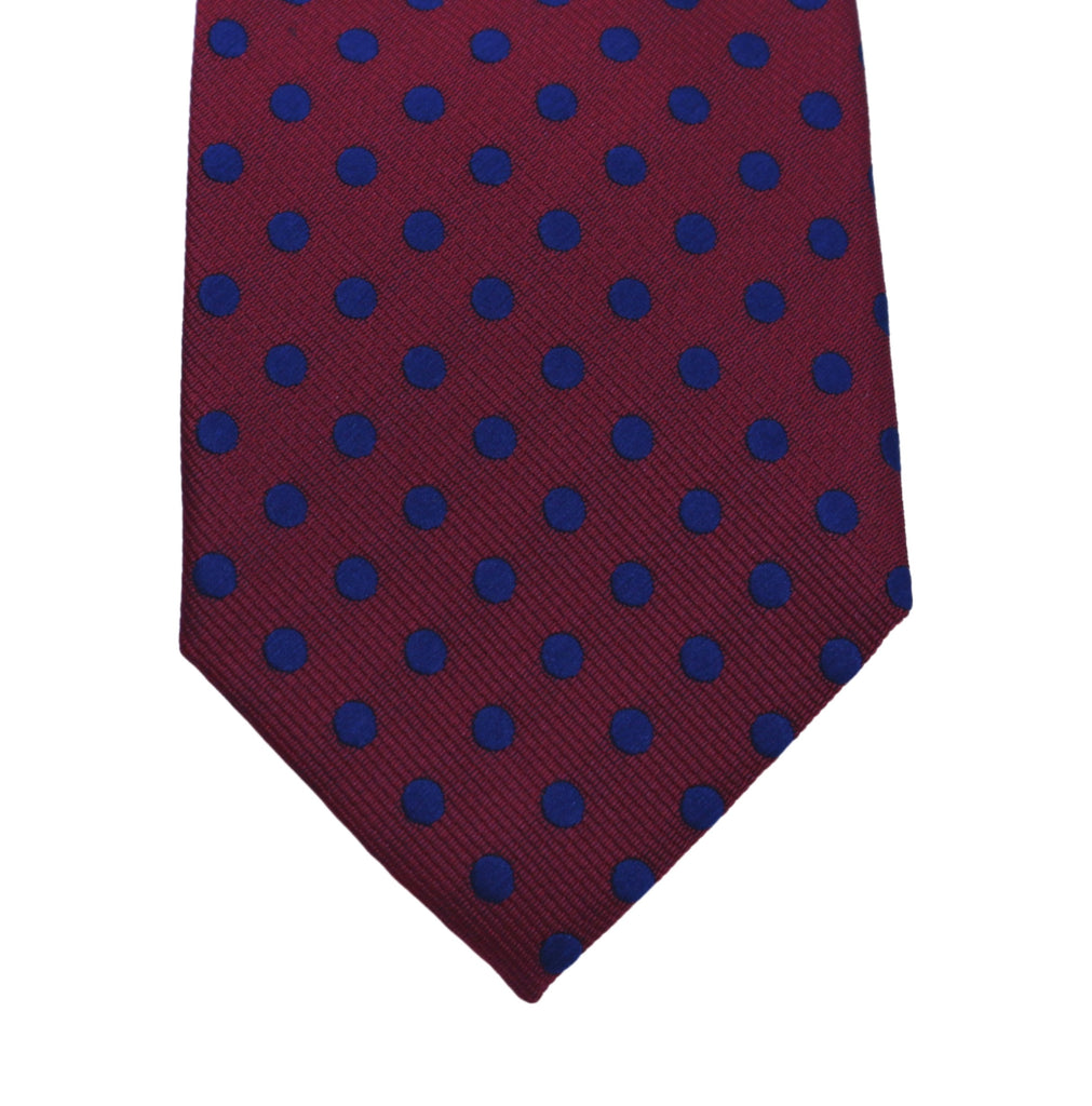 Classic Maxi Polka Dot tie - Wine berry with blu dots