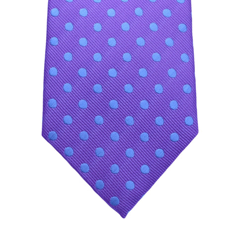 Classic Maxi Polka Dot tie - Medium Purple with cornflower blu dots