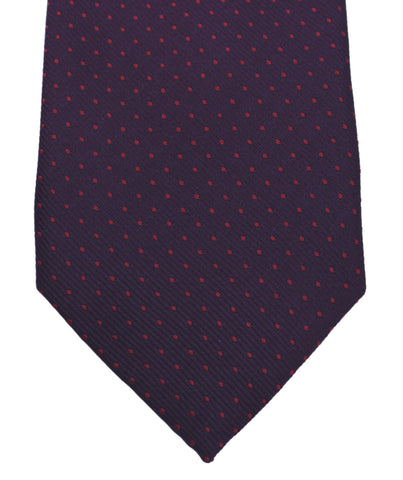 Classic mini polka dot Tie - Blackcurrant with red dots