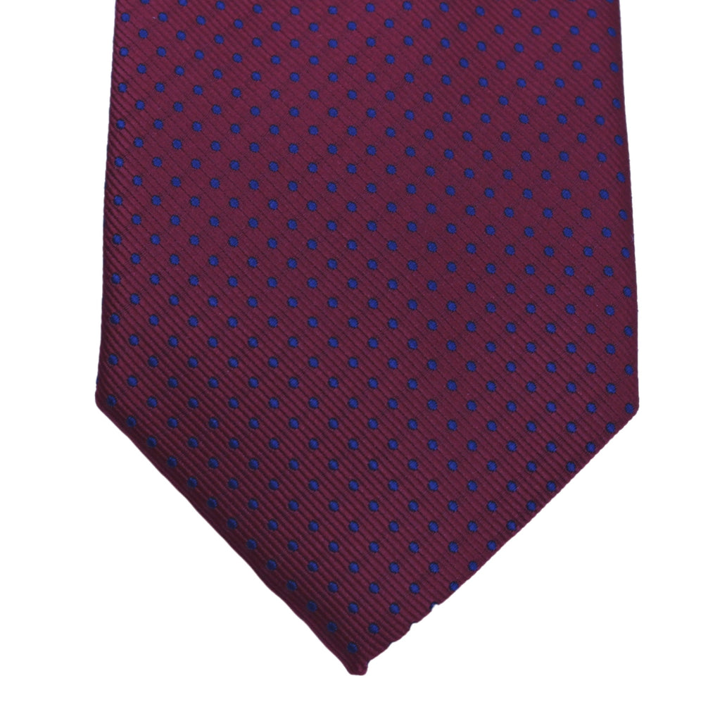 Classic mini polka dot Tie - Wine berry with blue dots