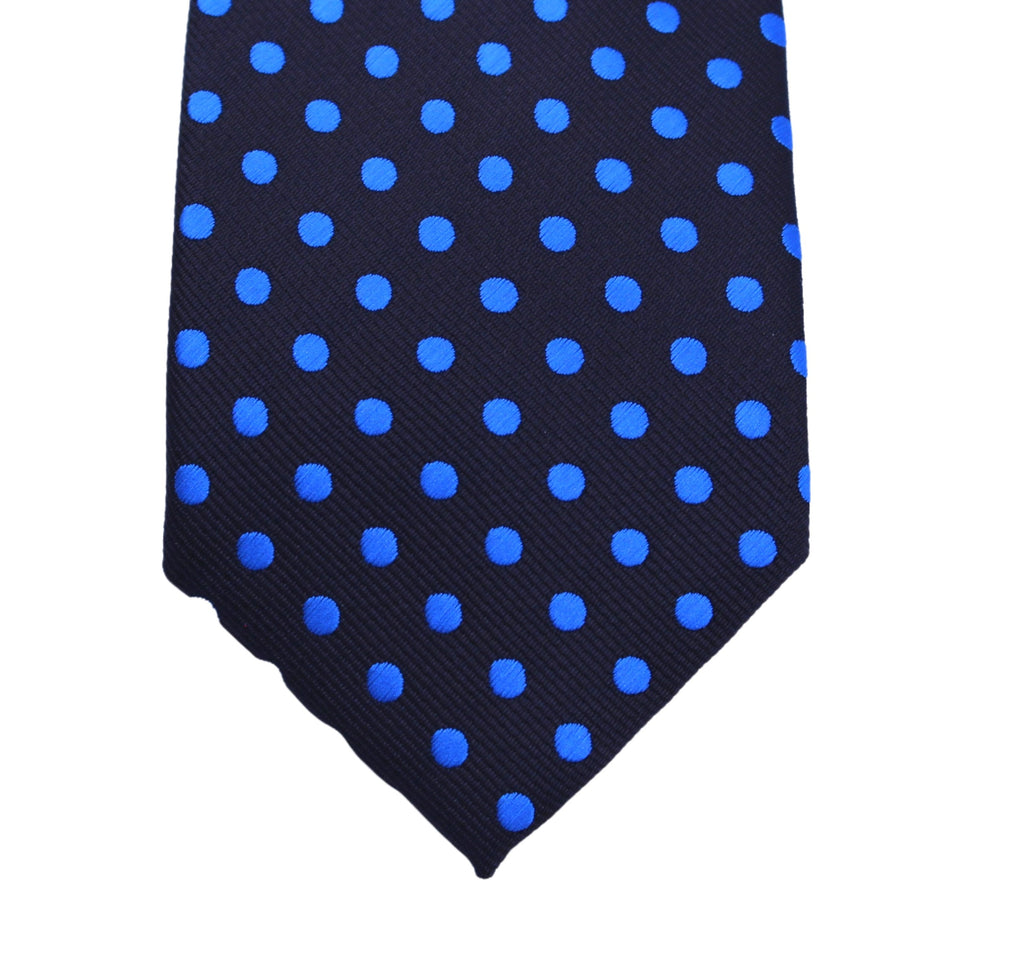 Classic Maxi Polka Dot tie - Blackcurrant blue with royal blue dots