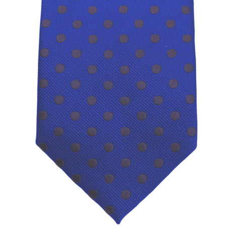 Classic Maxi Polka Dot tie - Sapphire with Mulled wine dots