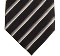 BLACK, DON JUAN GREY, MARTINI GREY, SEA FOG GREY, 7 FOLDS SILK LIMITED EDITION NECKTIE, REGIMENTAL, TWILL FABRIC WEAVE