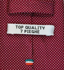 BURGUNDY RED AND WHITE SQUARES SEVEN FOLDS SILK LIMITED EDITION NECKTIE, GEOMETRIC PATTERNS, NORMAL FABRIC WEAVE -TIE SHOP ROME