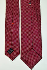 BURGUNDY RED AND WHITE SQUARES SEVEN FOLDS SILK LIMITED EDITION NECKTIE, GEOMETRIC PATTERNS, NORMAL FABRIC WEAVE -TIE SHOP ROME