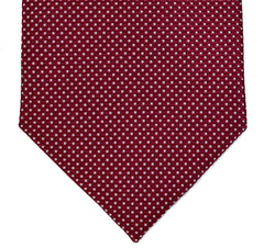 BURGUNDY RED AND WHITE SQUARES SEVEN FOLDS SILK LIMITED EDITION NECKTIE, GEOMETRIC PATTERNS, NORMAL FABRIC WEAVE -TIE SHOP ROME