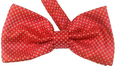 CINNABAR RED, FIRE BRICK RED, WHITE, MICROPATTERNS, READY-MADE SILK BOWTIE  - CRAVATTA PAPILLON IN SETA, FANTASIA, ROSSO MATTONE, ROSSO SCURO, TIESHOPROME 