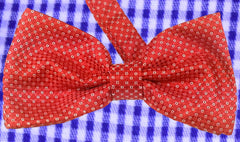 CINNABAR RED, FIRE BRICK RED, WHITE, MICROPATTERNS, READY-MADE SILK BOWTIE  - CRAVATTA PAPILLON IN SETA, FANTASIA, ROSSO MATTONE, ROSSO SCURO, TIESHOPROME 