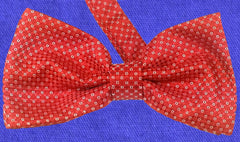CINNABAR RED, FIRE BRICK RED, WHITE, MICROPATTERNS, READY-MADE SILK BOWTIE  - CRAVATTA PAPILLON IN SETA, FANTASIA, ROSSO MATTONE, ROSSO SCURO, TIESHOPROME 
