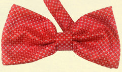 CINNABAR RED, FIRE BRICK RED, WHITE, MICROPATTERNS, READY-MADE SILK BOWTIE  - CRAVATTA PAPILLON IN SETA, FANTASIA, ROSSO MATTONE, ROSSO SCURO, TIESHOPROME 