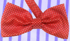 CINNABAR RED, FIRE BRICK RED, WHITE, MICROPATTERNS, READY-MADE SILK BOWTIE  - CRAVATTA PAPILLON IN SETA, FANTASIA, ROSSO MATTONE, ROSSO SCURO, TIESHOPROME 