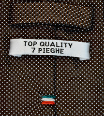 COCOA BROWN AND SILVER SQUARES SEVEN FOLDS SILK LIMITED EDITION NECKTIE, GEOMETRIC PATTERNS, NORMAL FABRIC WEAVE -TIE SHOP ROME