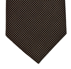 COCOA BROWN AND SILVER SQUARES SEVEN FOLDS SILK LIMITED EDITION NECKTIE, GEOMETRIC PATTERNS, NORMAL FABRIC WEAVE -TIE SHOP ROME