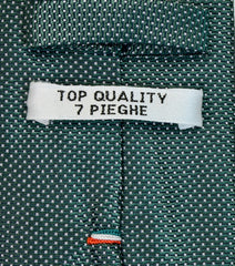 DARK GREEN AND SILVER SQUARES SEVEN FOLDS SILK LIMITED EDITION NECKTIE, GEOMETRIC PATTERNS, NORMAL FABRIC WEAVE -TIE SHOP ROME