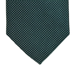 DARK GREEN AND SILVER SQUARES SEVEN FOLDS SILK LIMITED EDITION NECKTIE, GEOMETRIC PATTERNS, NORMAL FABRIC WEAVE -TIE SHOP ROME