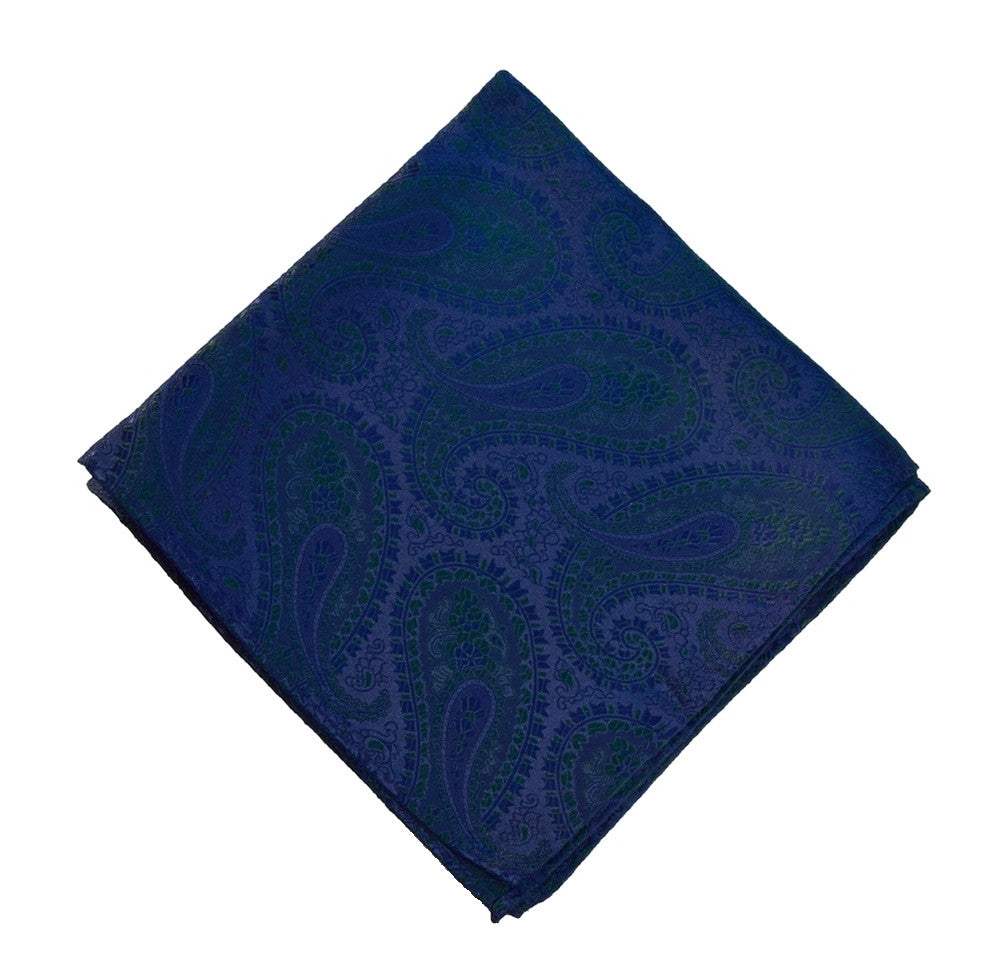 CATALINA POCKET SQUARE MADE IN SILK, GREEN PAISLEY PATTERNS, JACQUARD FABRIC