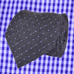 GUNPOWDER-GREY, PERANO-BLUE, PIN-DOTS WOOL LIMITED EDITION NECKTIE HANDMADE IN ITALY - CRAVATTA IN LANA GRIGIO POLVERE DA SPARO E BLU CIELO A POIS, FABRICATA A MANO IN ITALIA EDIZIONE LIMITATA- TIESHOPROME
