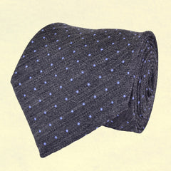 GUNPOWDER-GREY, PERANO-BLUE, PIN-DOTS WOOL LIMITED EDITION NECKTIE HANDMADE IN ITALY - CRAVATTA IN LANA GRIGIO POLVERE DA SPARO E BLU CIELO A POIS, FABRICATA A MANO IN ITALIA EDIZIONE LIMITATA- TIESHOPROME