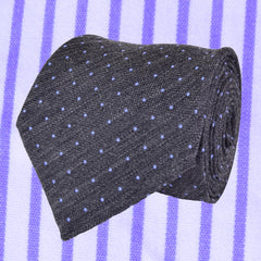 GUNPOWDER-GREY, PERANO-BLUE, PIN-DOTS WOOL LIMITED EDITION NECKTIE HANDMADE IN ITALY - CRAVATTA IN LANA GRIGIO POLVERE DA SPARO E BLU CIELO A POIS, FABRICATA A MANO IN ITALIA EDIZIONE LIMITATA- TIESHOPROME