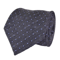 GUNPOWDER-GREY, PERANO-BLUE, PIN-DOTS WOOL LIMITED EDITION NECKTIE HANDMADE IN ITALY - CRAVATTA IN LANA GRIGIO POLVERE DA SPARO E BLU CIELO A POIS, FABRICATA A MANO IN ITALIA EDIZIONE LIMITATA- TIESHOPROME