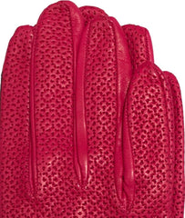 LIMITED EDITION, PERFORATED WOMEN OLD ROSE LEATHER GLOVES WITH BOWS, SILK LINER, MADE IN ITALY FINGERS- TIE SHOP ROME