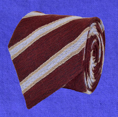 MERLOT, PALE TAUPE, GREY LAVENDER, REPP WOOL NECKTIE HANDMADE IN ITALY - CRAVATTA IN LANA REGIMENTAL, MERLOT, LAVANDA, TAUPE, FABRICATA A MANO IN ITALIA - TIESHOPROME