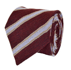 MERLOT, PALE TAUPE, GREY LAVENDER, REPP WOOL NECKTIE HANDMADE IN ITALY - CRAVATTA IN LANA REGIMENTAL, MERLOT, LAVANDA, TAUPE, FABRICATA A MANO IN ITALIA - TIESHOPROME