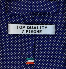 MIDNIGHT EXPRESS BLUE AND WHITE SQUARES SEVEN FOLDS SILK LIMITED EDITION NECKTIE, GEOMETRIC PATTERNS, NORMAL FABRIC WEAVE -TIE SHOP ROME