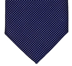MIDNIGHT EXPRESS BLUE AND WHITE SQUARES SEVEN FOLDS SILK LIMITED EDITION NECKTIE, GEOMETRIC PATTERNS, NORMAL FABRIC WEAVE -TIE SHOP ROME