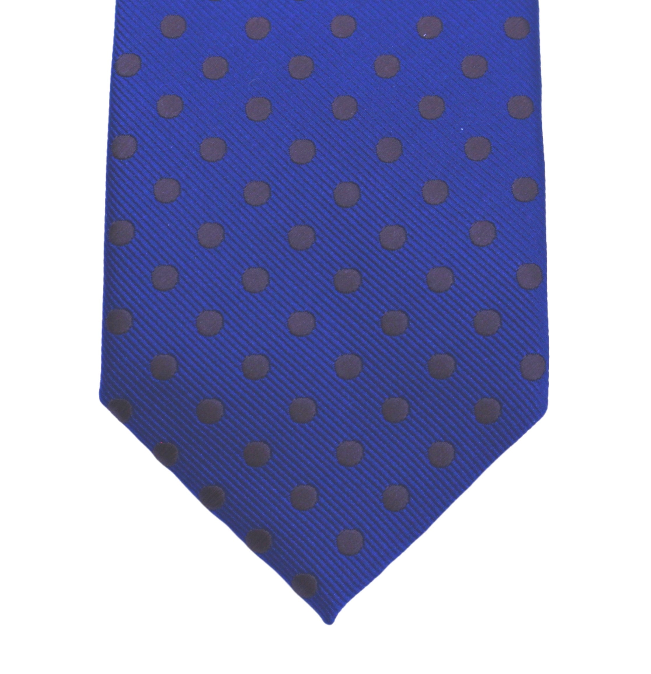 小物 40's style polka dot bottle shape tie Classic Maxi Polka Dot tie - Sapphire with Mulled wine dots