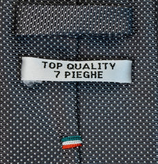 RUSSIAN BLACK AND SILVER SQUARES SEVEN FOLDS SILK LIMITED EDITION NECKTIE, GEOMETRIC PATTERNS, NORMAL FABRIC WEAVE -TIE SHOP ROME