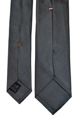 RUSSIAN BLACK AND SILVER SQUARES SEVEN FOLDS SILK LIMITED EDITION NECKTIE, GEOMETRIC PATTERNS, NORMAL FABRIC WEAVE -TIE SHOP ROME