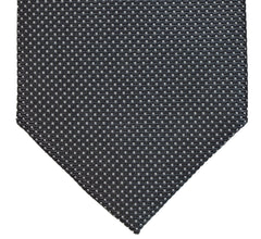 RUSSIAN BLACK AND SILVER SQUARES SEVEN FOLDS SILK LIMITED EDITION NECKTIE, GEOMETRIC PATTERNS, NORMAL FABRIC WEAVE -TIE SHOP ROME