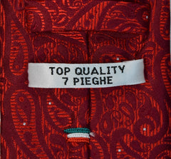 RUSTIC RED, MAROON, AND WHITE SEVEN FOLDS SILK LIMITED EDITION NECKTIE, PAISLEY MOTIFS, JACQUARD FABRIC WEAVE -TIE SHOP ROME