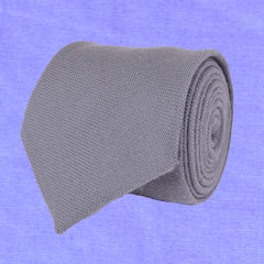 SOLID GREY LIMITED EDITION WOOL NECKTIE, HANDMADE IN ITALY, BASKET WEAVE FABRIC  - CRAVATTA IN LANA GRIGIO VESTITO A TINTA UNITA, FABRICATA A MANO IN ITALIA EDIZIONE LIMITATA- TIESHOPROME BLUE SHIRT