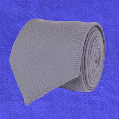 SOLID GREY LIMITED EDITION WOOL NECKTIE, HANDMADE IN ITALY, BASKET WEAVE FABRIC  - CRAVATTA IN LANA GRIGIO VESTITO A TINTA UNITA, FABRICATA A MANO IN ITALIA EDIZIONE LIMITATA- TIESHOPROME DARKBLUE SHIRT