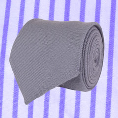 SOLID GREY LIMITED EDITION WOOL NECKTIE, HANDMADE IN ITALY, BASKET WEAVE FABRIC  - CRAVATTA IN LANA GRIGIO VESTITO A TINTA UNITA, FABRICATA A MANO IN ITALIA EDIZIONE LIMITATA- TIESHOPROME STRIPED SHIRT