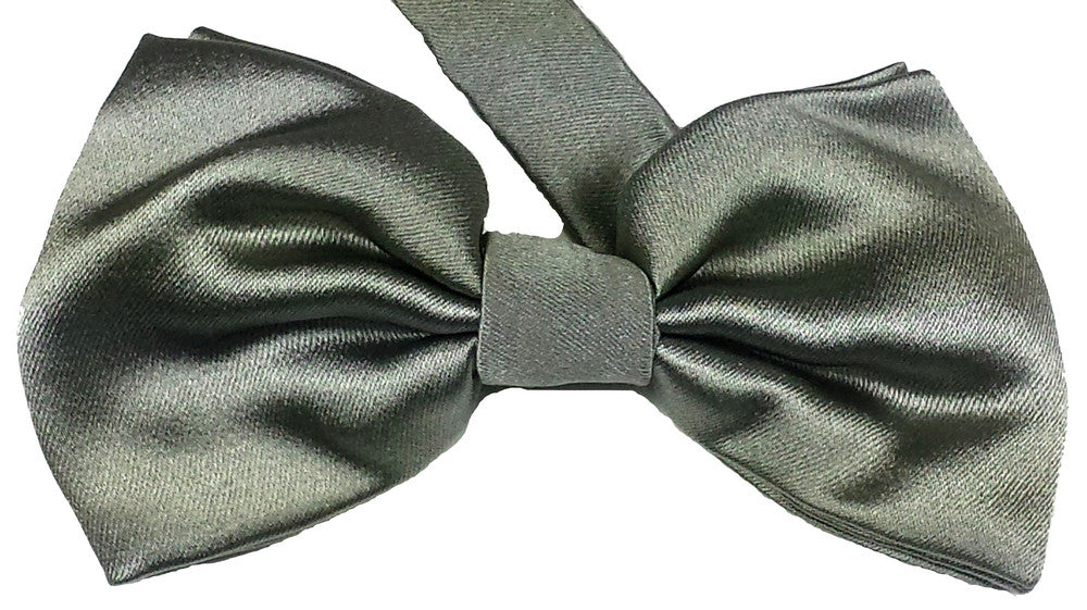 STACK GREY, TWILL, READY-TIED, SILK BOW TIE MADE IN SILK