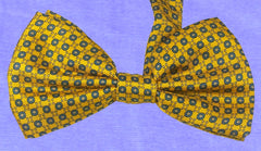 SUNFLOWER, BLUE BAYOUX, MICROPATTERS, TWILL, READY_MADE SILK BOWTIE - CRAVATTA PAPILLON, GIRASOLE, BLU BAYOUX, TIESHOPROME