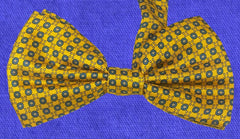 SUNFLOWER, BLUE BAYOUX, MICROPATTERS, TWILL, READY_MADE SILK BOWTIE - CRAVATTA PAPILLON, GIRASOLE, BLU BAYOUX, TIESHOPROME
