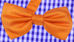 SUN ORANGE, SOLID, TWILL, READY-MADE BOW TIE MADE IN SILK  - CRAVATTA PAPILLON IN SETA, TINTA UNITA, ARANCIONE SOLE TIESHOPROME