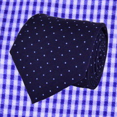 TOLOPEA DARKBLUE, PORTAGE BLUE, PIN DOTS, WOOL NECKTIE HANDMADE IN ITALY, LIMITED EDITION, BASKETWEAVE TEXTURE (THERE ARE ONLY 30 NECKTIES LIKE THIS ONE IN THE WORLD)  - CRAVATTA IN LANA A POIS, TESSUTO A CANESTRO, FABBRICATA A MANO IN ITALIA EDIZIONE LIMITATA- TIESHOPROME