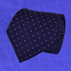 TOLOPEA DARKBLUE, PORTAGE BLUE, PIN DOTS, WOOL NECKTIE HANDMADE IN ITALY, LIMITED EDITION, BASKETWEAVE TEXTURE (THERE ARE ONLY 30 NECKTIES LIKE THIS ONE IN THE WORLD)  - CRAVATTA IN LANA A POIS, TESSUTO A CANESTRO, FABBRICATA A MANO IN ITALIA EDIZIONE LIMITATA- TIESHOPROME