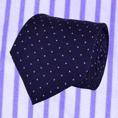 TOLOPEA DARKBLUE, PORTAGE BLUE, PIN DOTS, WOOL NECKTIE HANDMADE IN ITALY, LIMITED EDITION, BASKETWEAVE TEXTURE (THERE ARE ONLY 30 NECKTIES LIKE THIS ONE IN THE WORLD)  - CRAVATTA IN LANA A POIS, TESSUTO A CANESTRO, FABBRICATA A MANO IN ITALIA EDIZIONE LIMITATA- TIESHOPROME